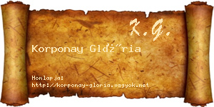 Korponay Glória névjegykártya